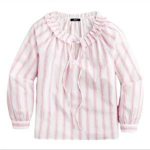 J. Crew Textured Stripe Cotton Peasant Blouse XL